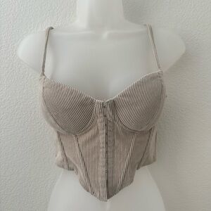 say what beige nude corduroy padded wired corset bustier bra crop top shirt